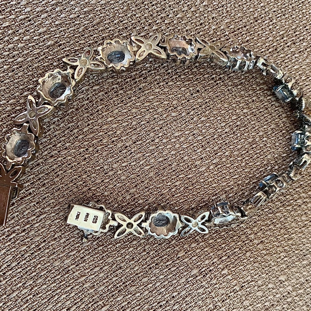 Vtg Stg Silver Aquamarine & Marcasite Bracelet - Picture 7 of 9